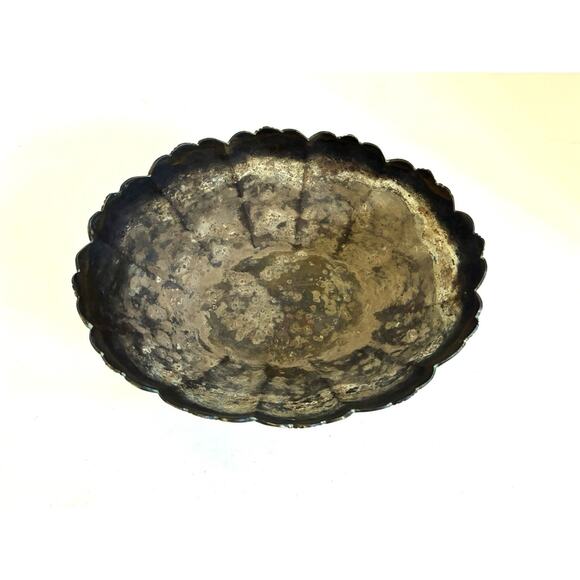 Vintage Art Deco Footed Brass Oval Bowl/Planter – Medium, Ornate - Picture 5 of 7